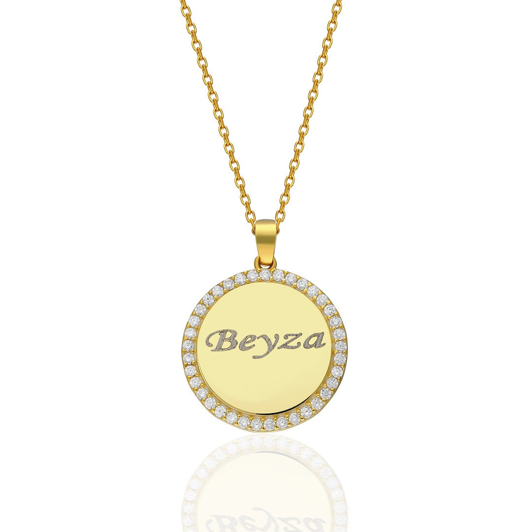 Framed Nameplate Necklace - 925 Silver