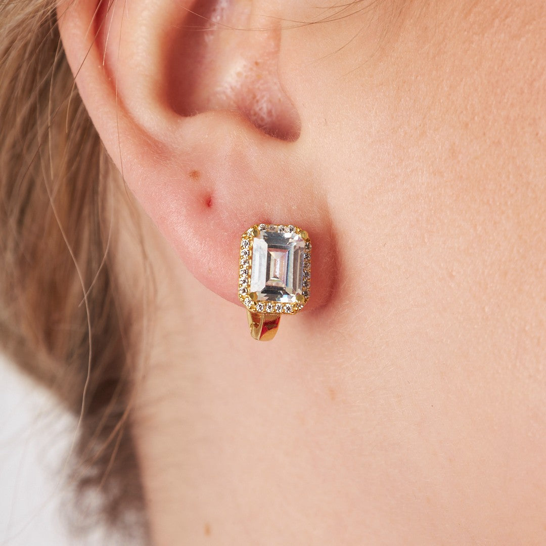 Classic Baguette Earrings with Stones - 925 Silver