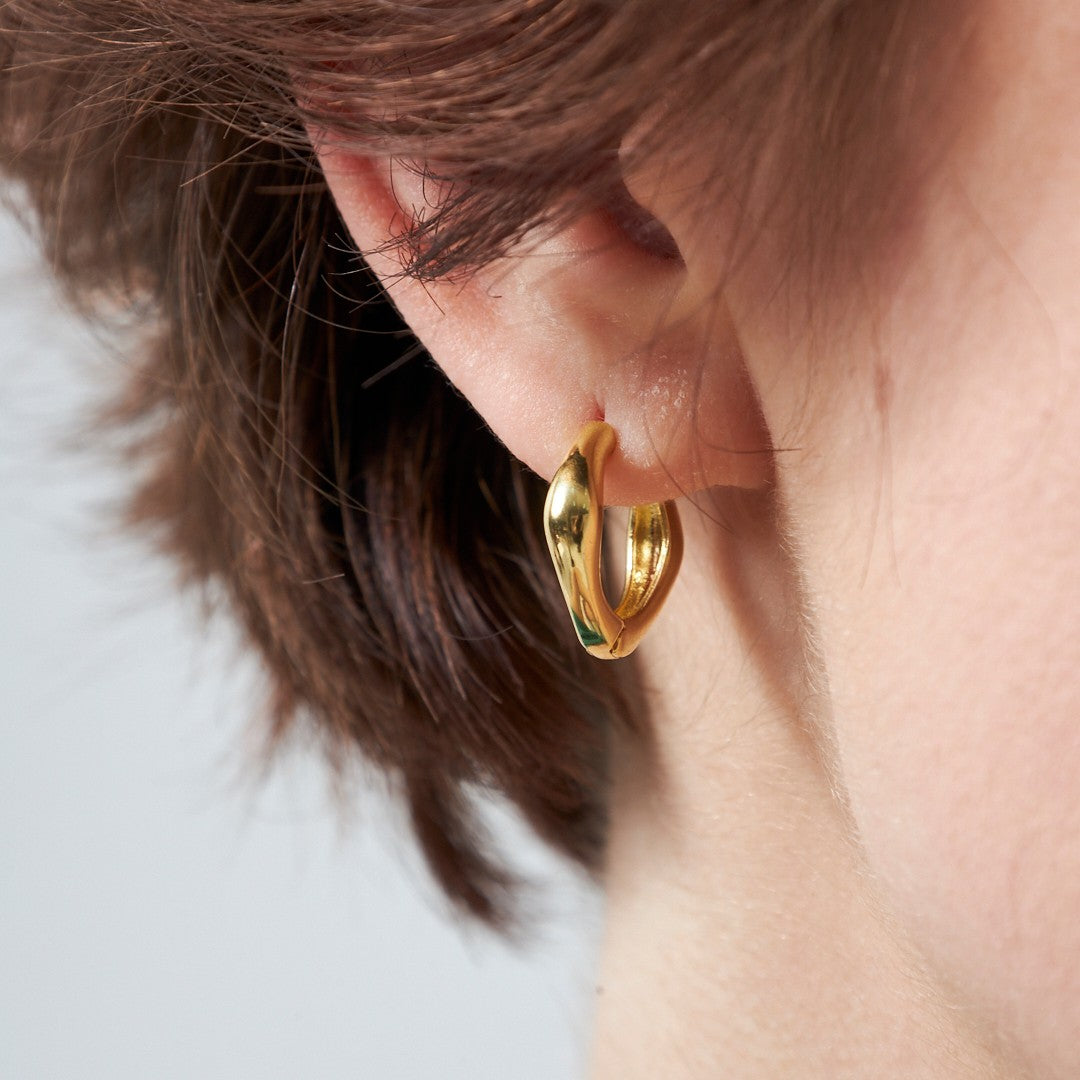 Geometric Shaped Hoop Earrings - 925 Silver