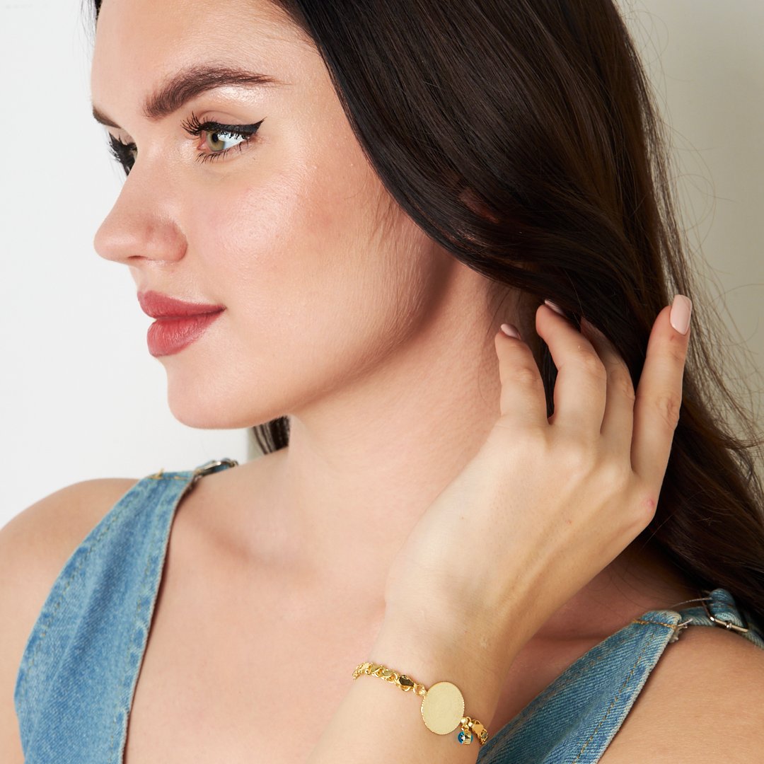 Evil Eye Quarter Barley Chain Bracelet - 925 SILVER