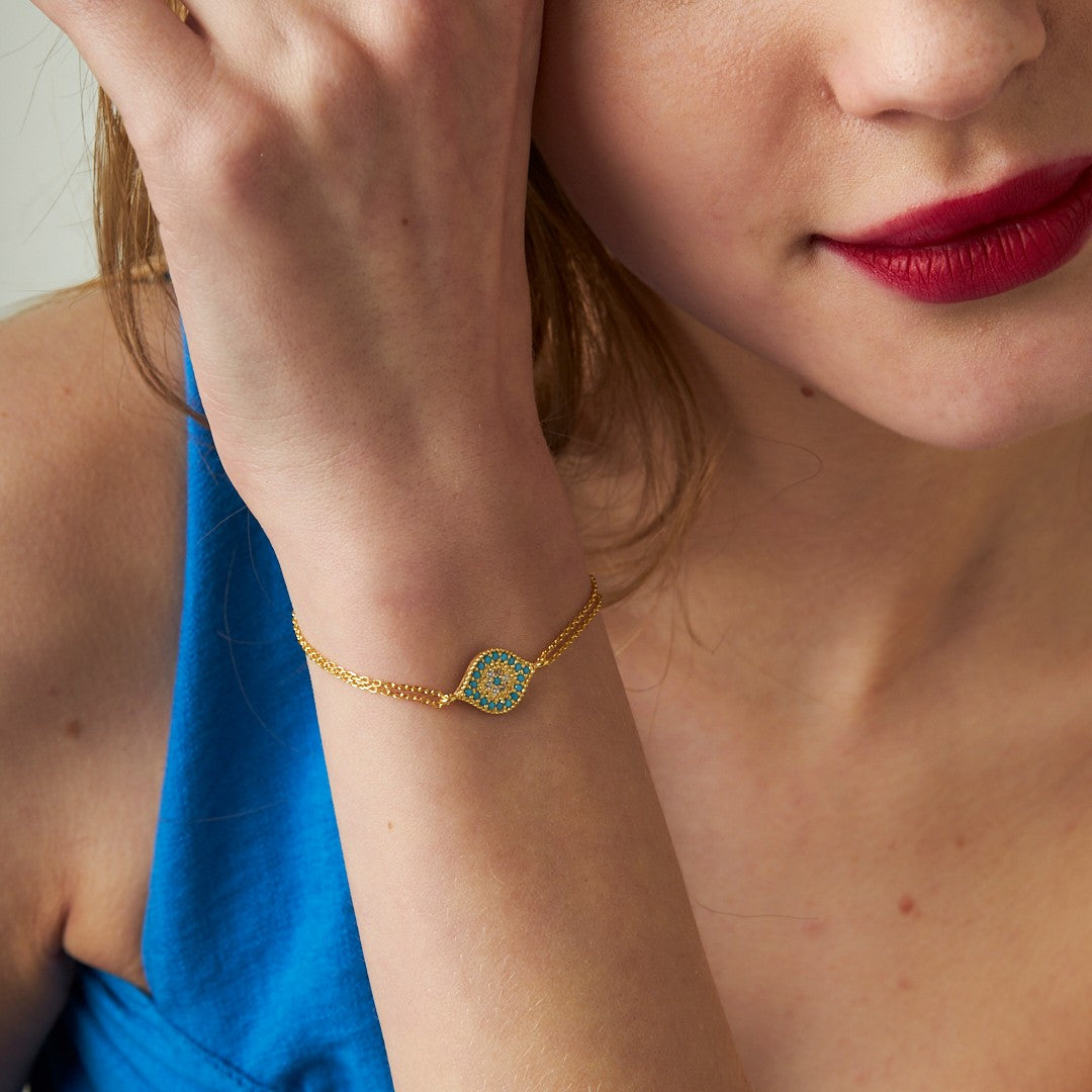 Colorful Stone Eye Bracelet - 925 SILVER