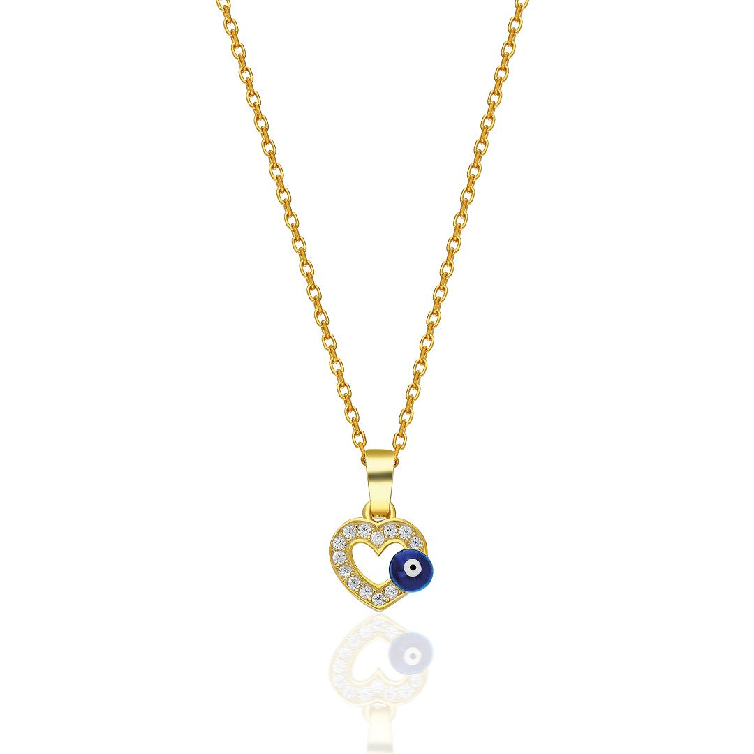 Evil Eye Beaded Heart Necklace - 925 SILVER