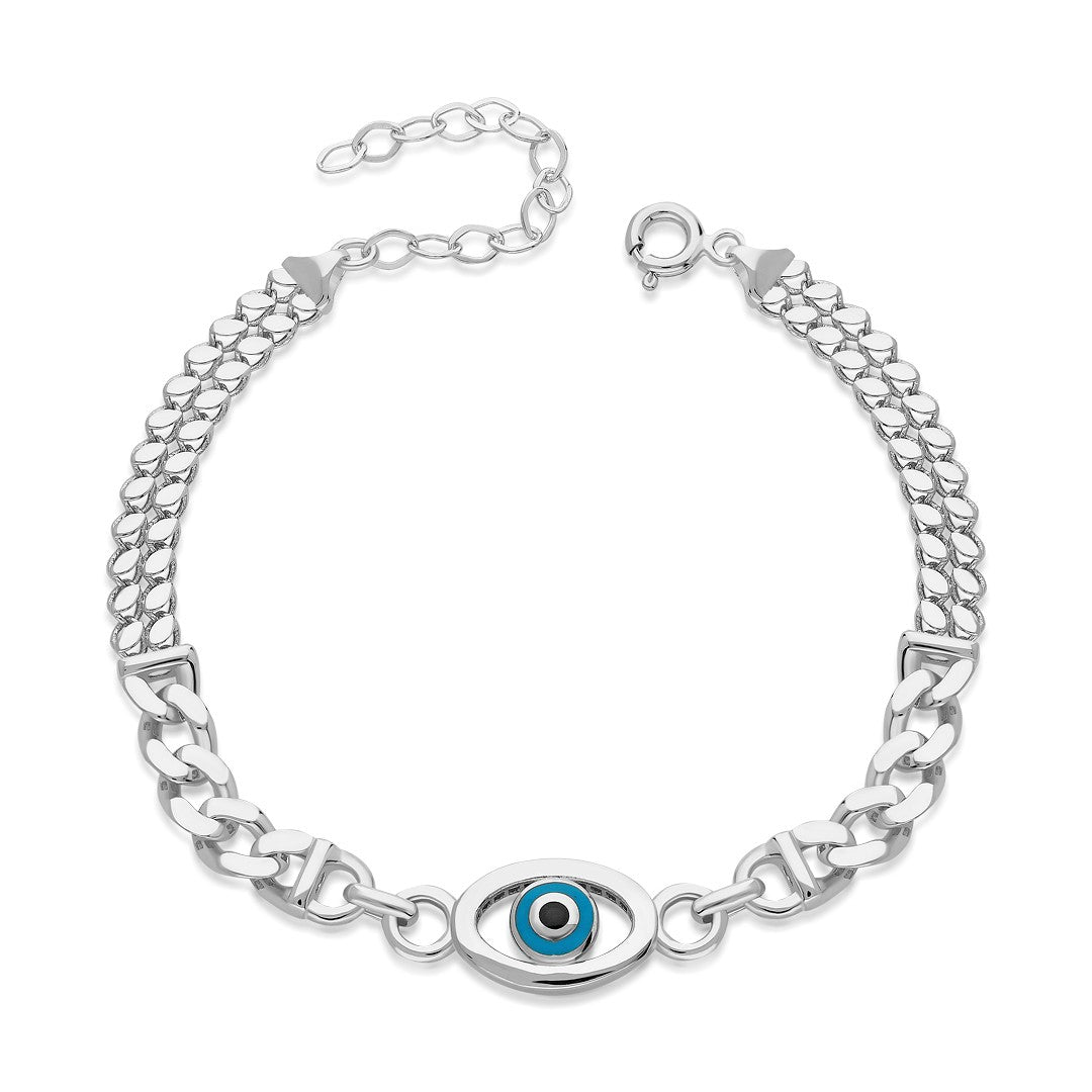 Evil Eye Double Chain Bracelet - 925 SILVER