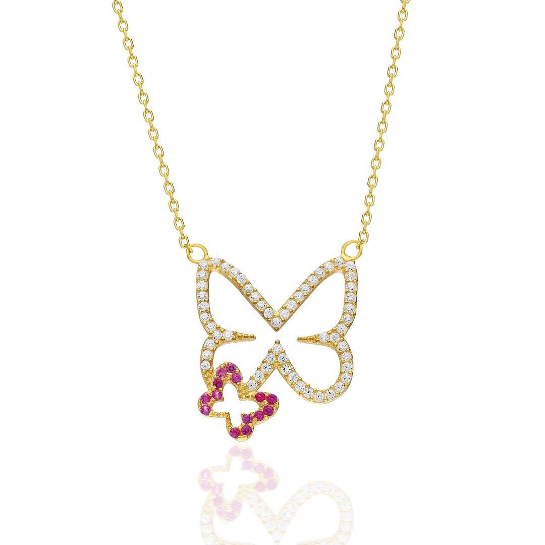 Double Butterfly Necklace - 925 SILVER