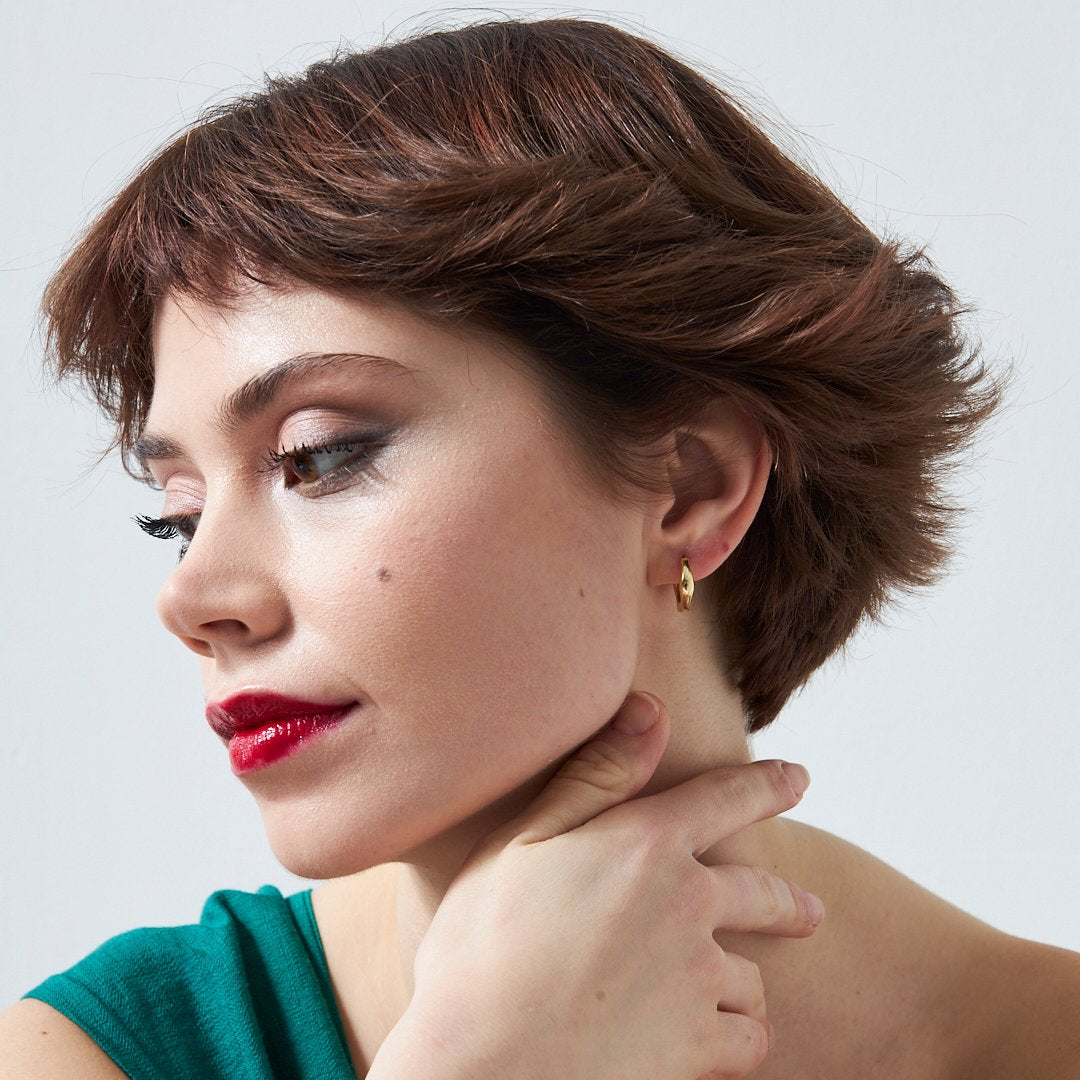 Geometric Shaped Hoop Earrings - 925 Silver