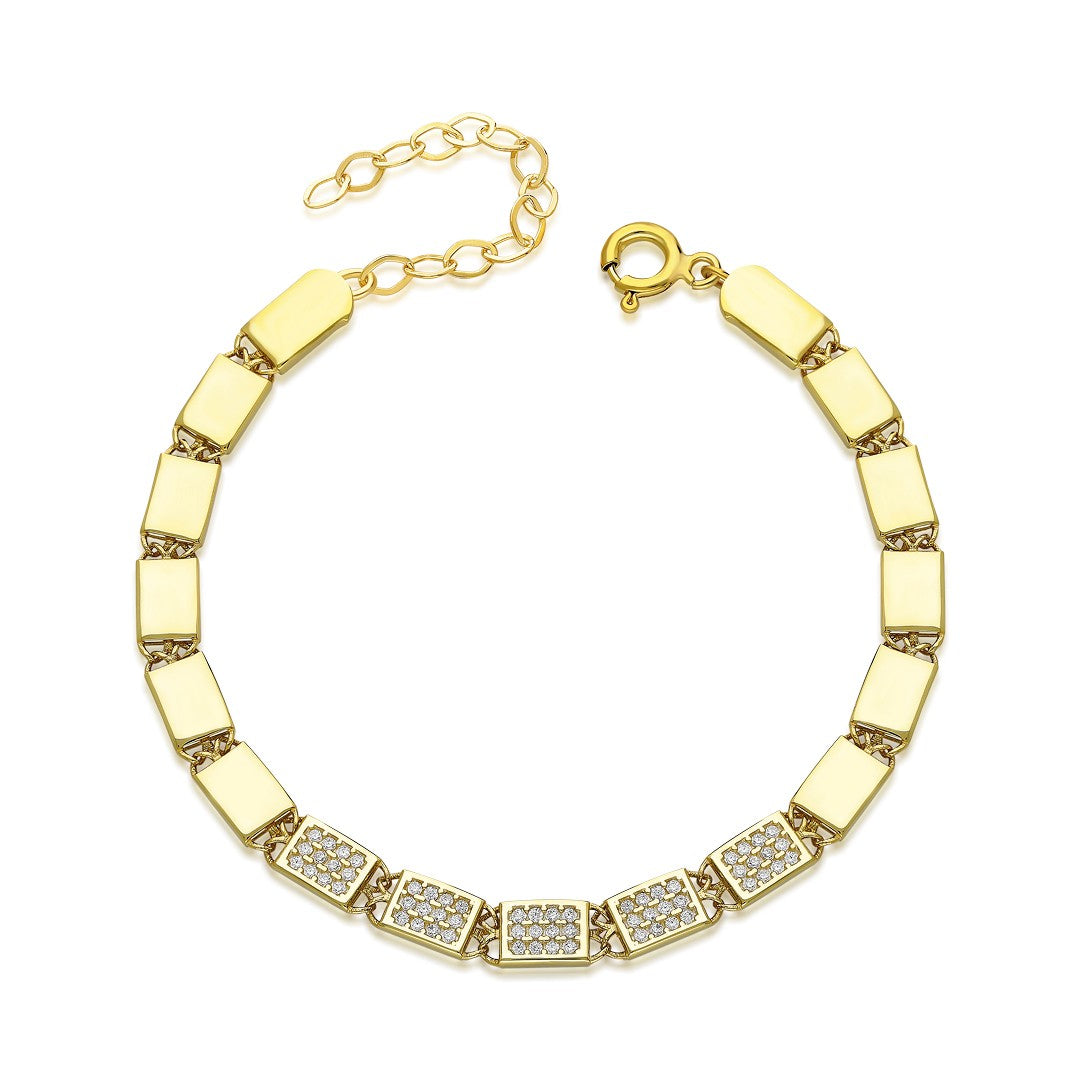 Rectangular Bracelet with Stones - 925 Silver