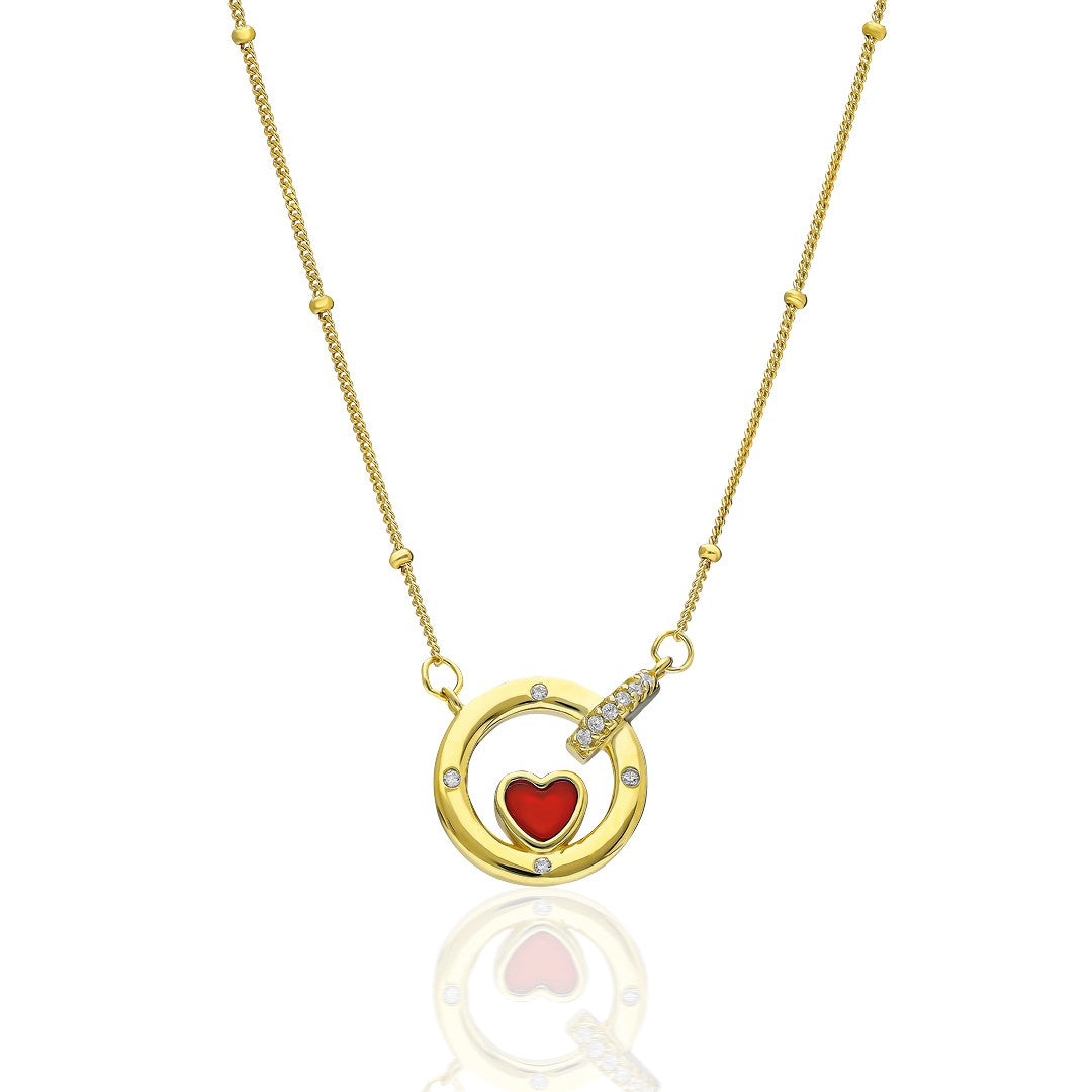 Frame Heart Ball Chain Necklace - 925 SILVER