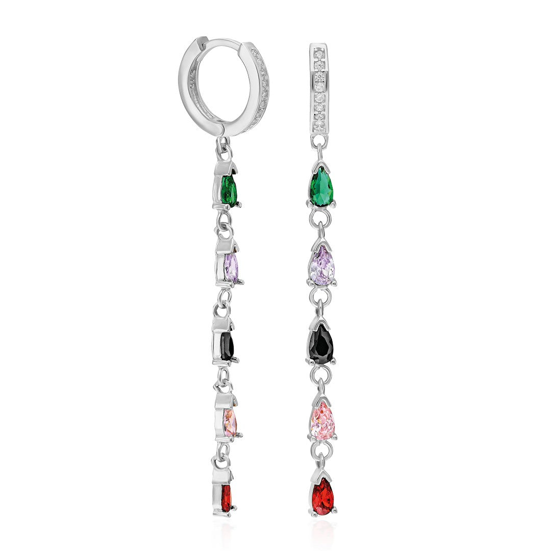 Colorful Stone Dangling Earrings - 925 SILVER