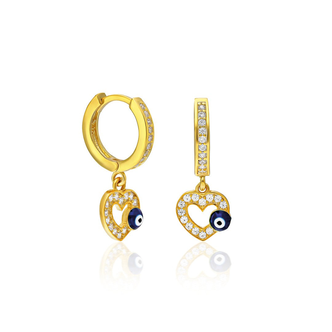 Evil Eye Heart Earrings - 925 Silver