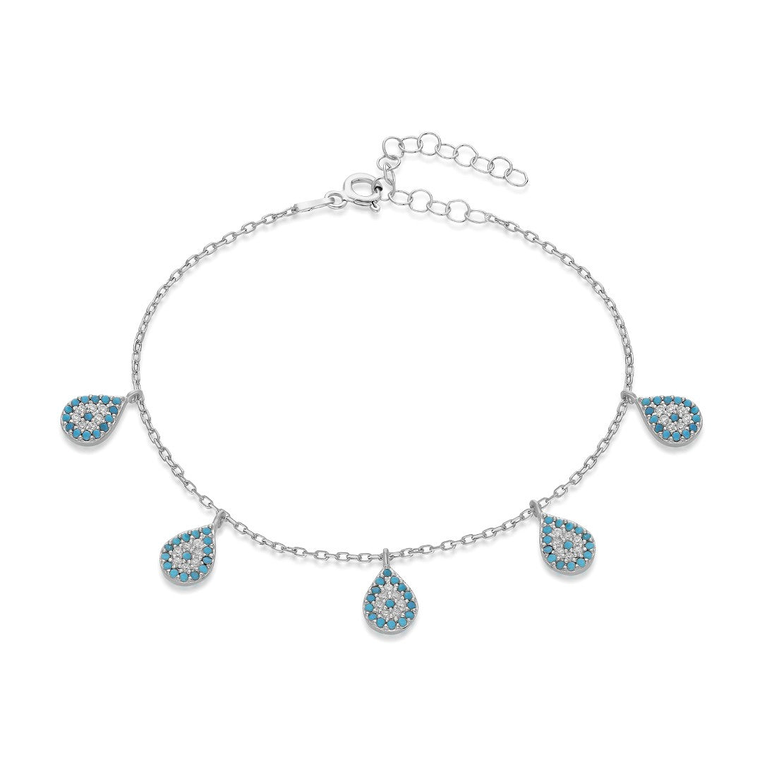 Colorful Stone Drop Bracelet - 925 SILVER