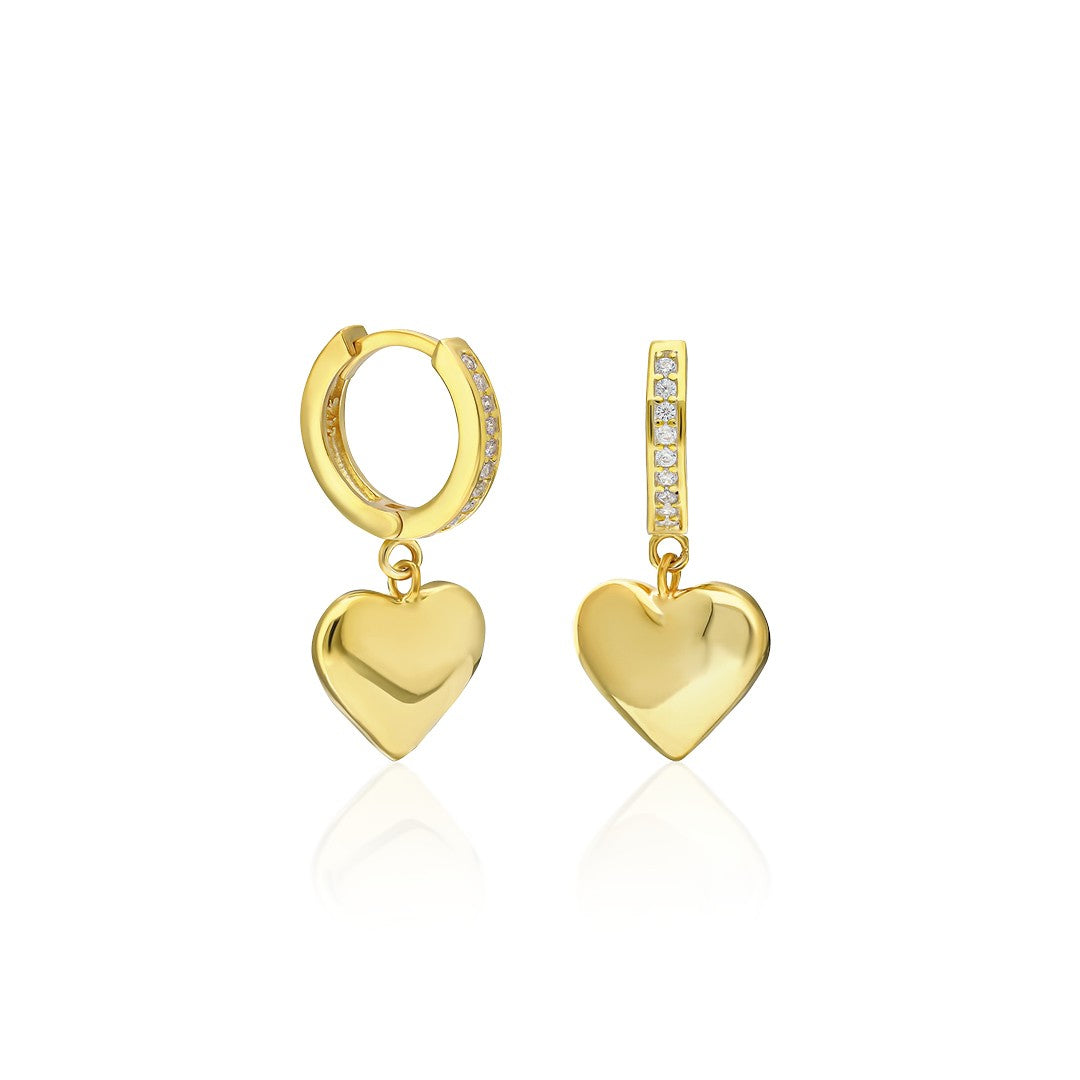 Plate Heart Stone Earrings - 925 SILVER