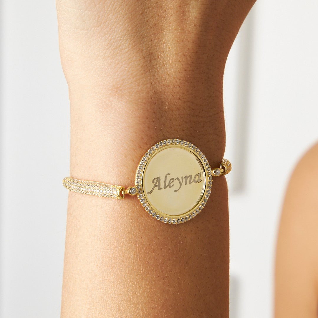 Elevator Bracelet with Name Plate - 925 Silver