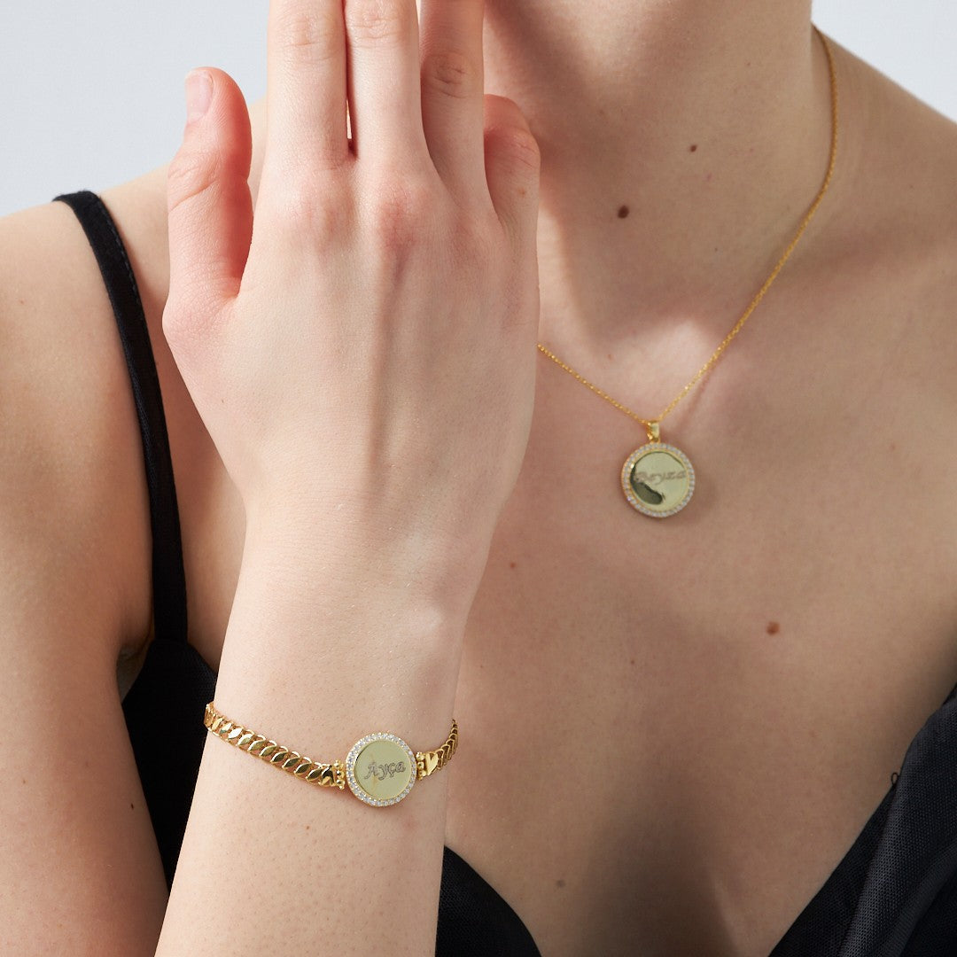 Named Stone Plate Set - 925 SILVER