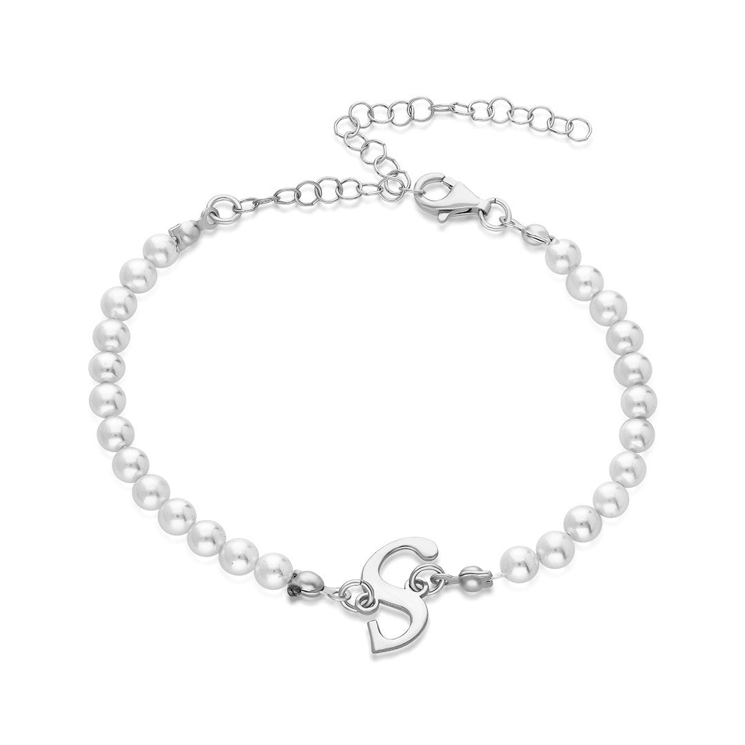 Pearl Letter Bracelet - 925 SILVER