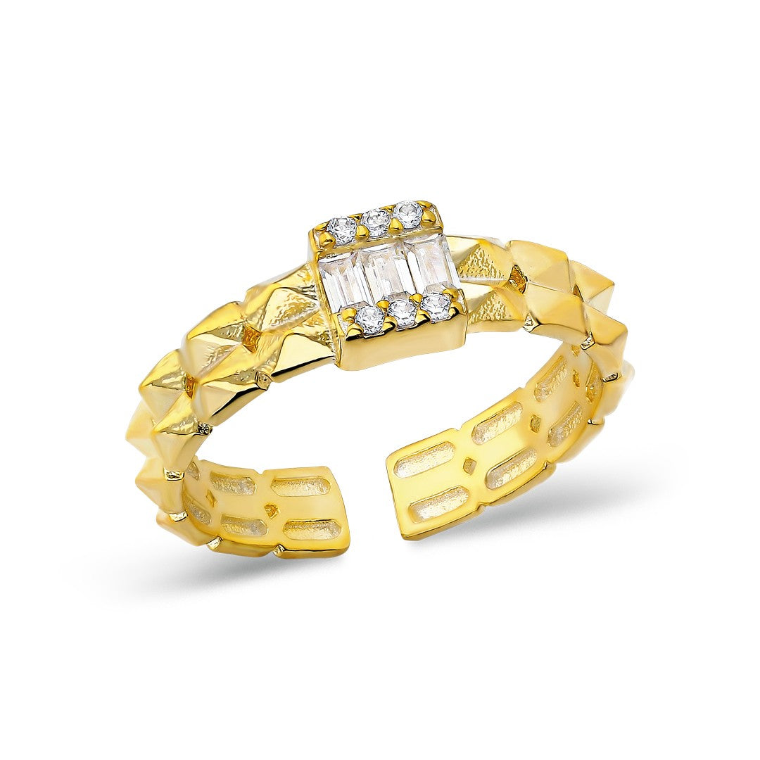 Stone Wave Design Ring - 925 SILVER