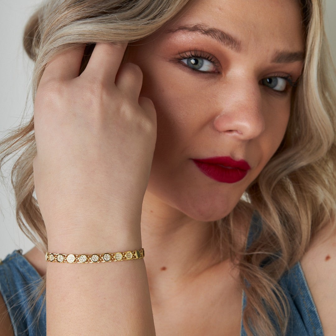 Semi-Precious Stone Round Chain Bracelet - 925 SILVER