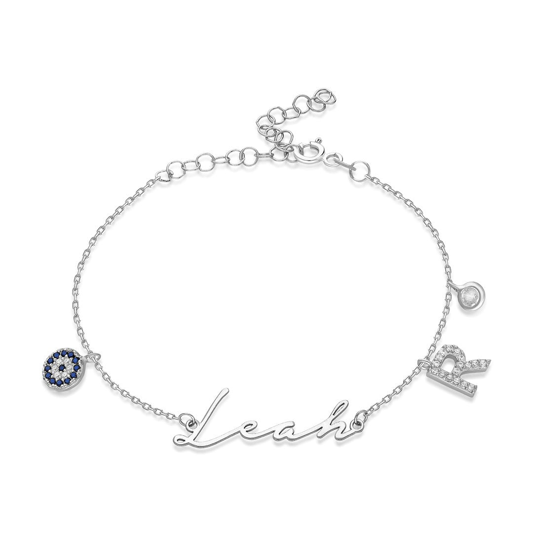 Stone Letter Name Bracelet - 925 SILVER