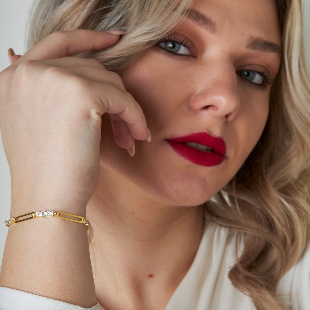 Izzy Zirconia Chain Bracelet - 925 SILVER