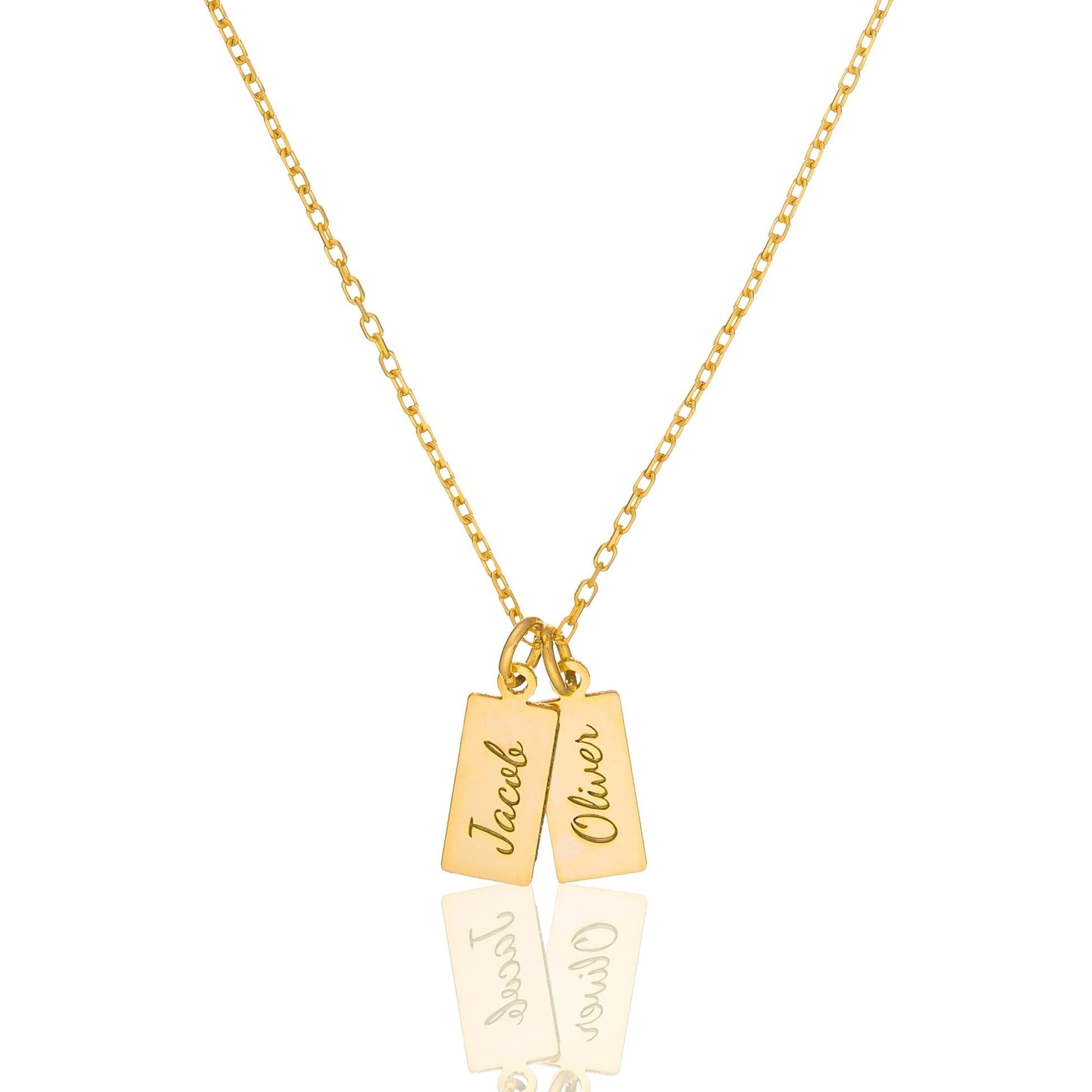 Named Rectangular Plate Necklace - 925 Silver