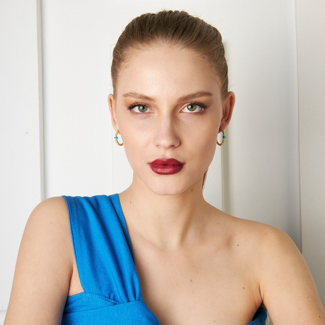 Evil Eye Bead Dorica Earrings - 925 SILVER