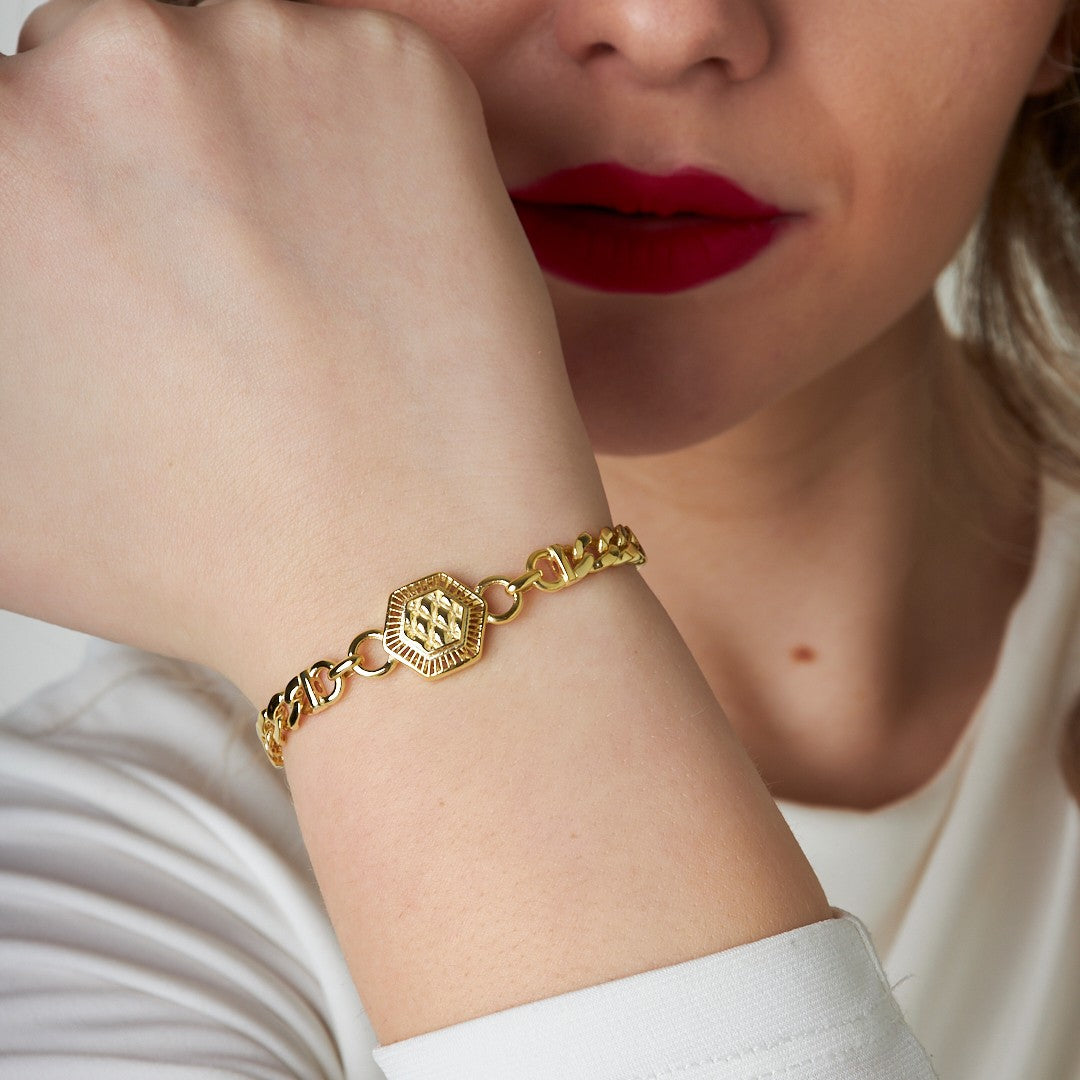 Hexagon Chain Bracelet - 925 SILVER