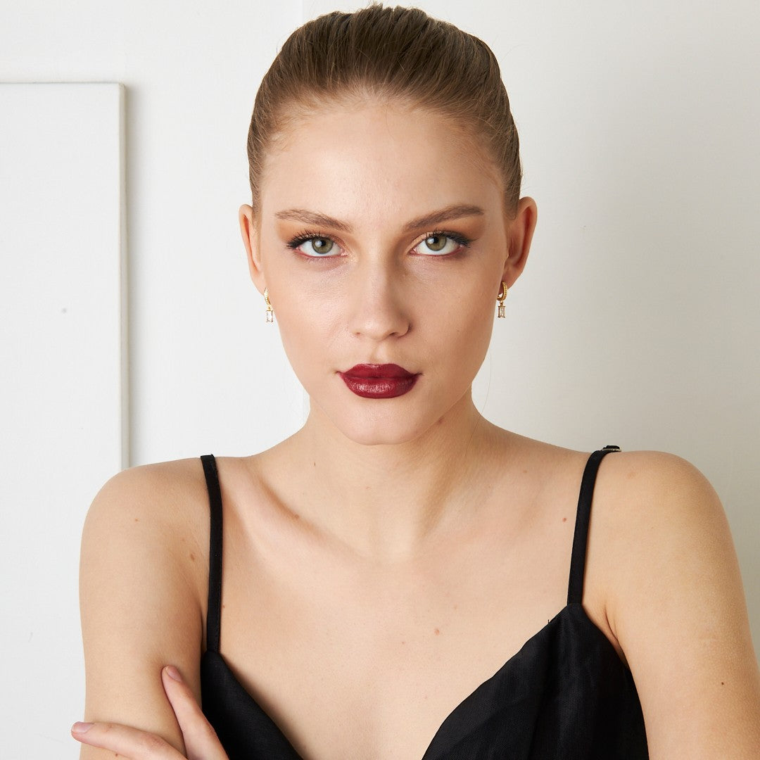 Rectangular Baguette Earrings - 925 Silver