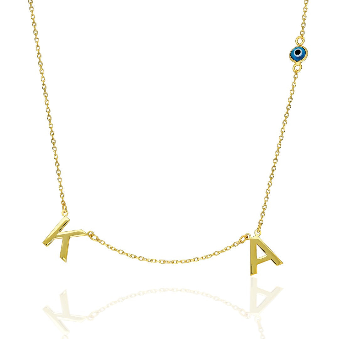 Evil Eye Letter Necklace - 925 Silver