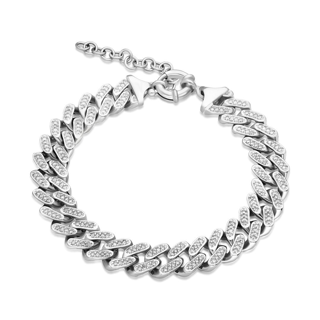 Thick Gourmet Bracelet with Stones - 925 SILVER