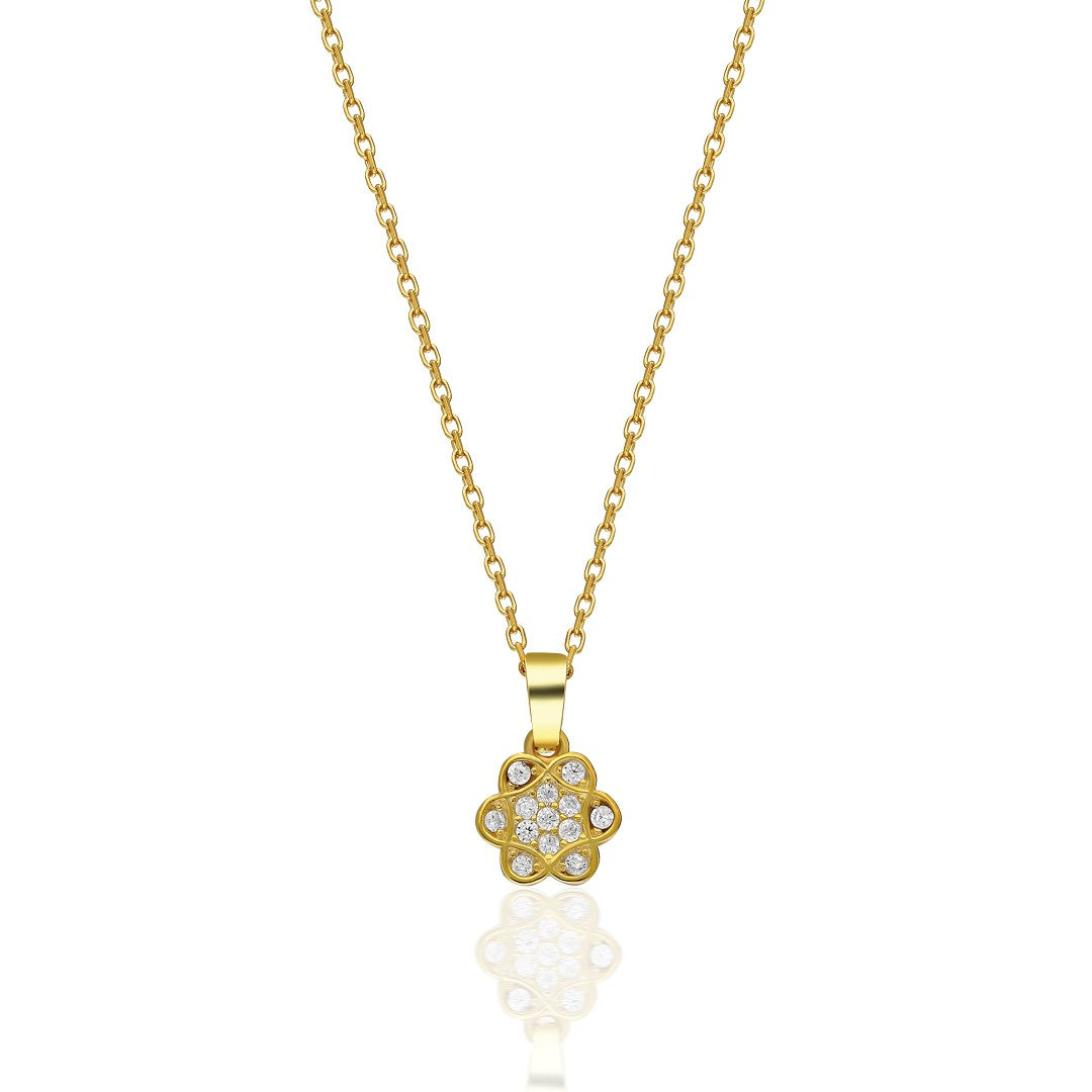 Stone Spiral Flower Necklace - 925 SILVER