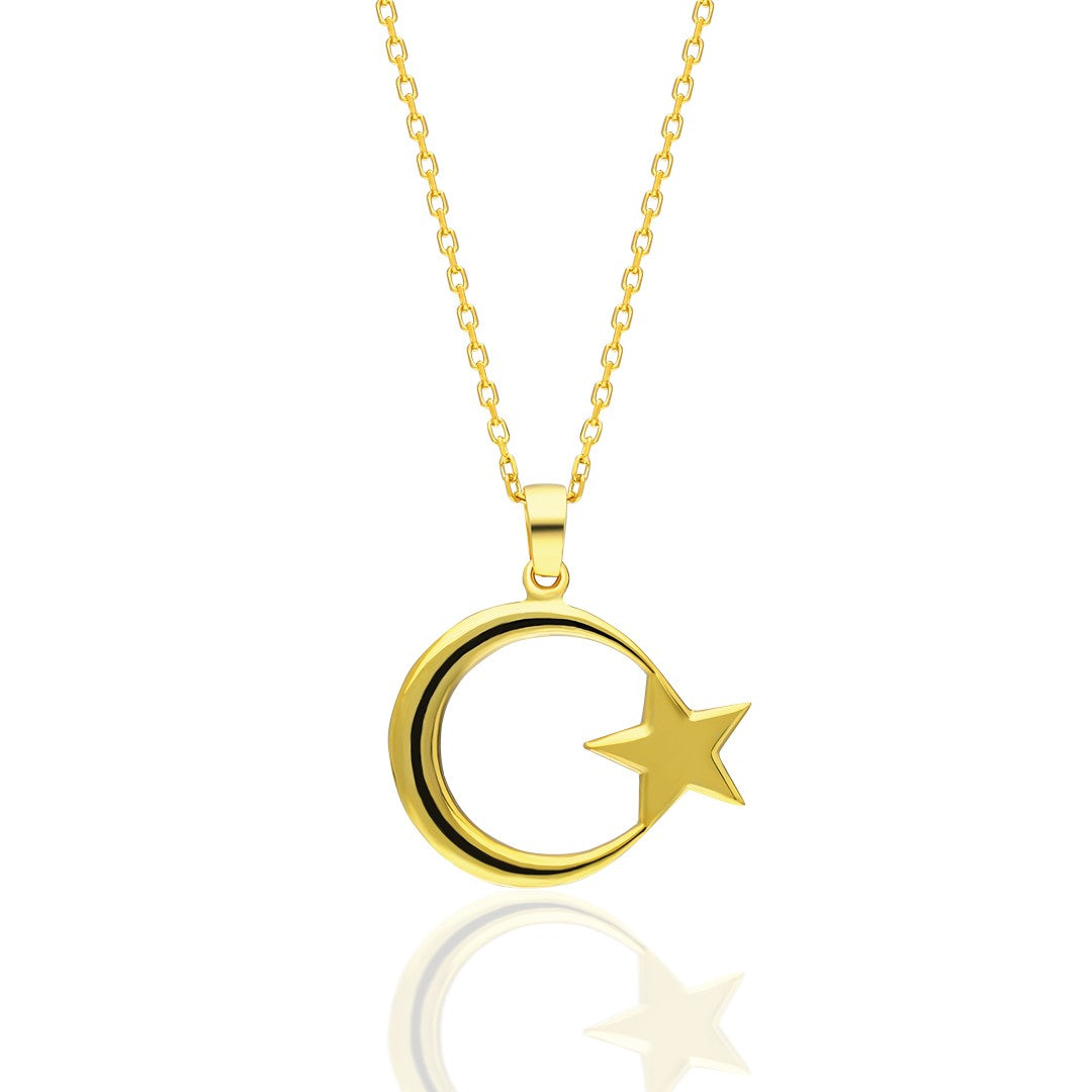 Crescent Star Necklace - 925 SILVER