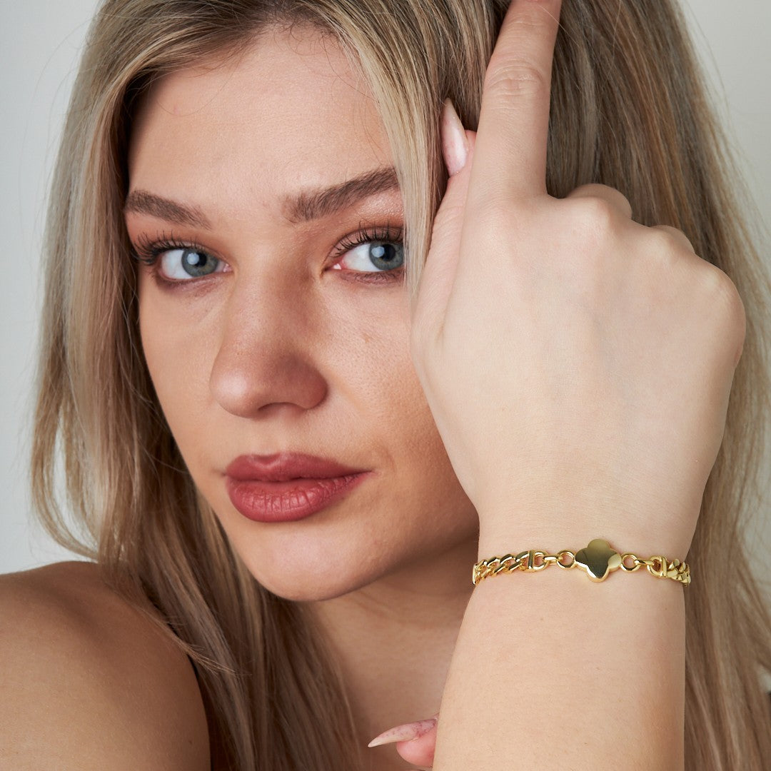 Simple Clover Bracelet with Two Chains - 925 SILVER