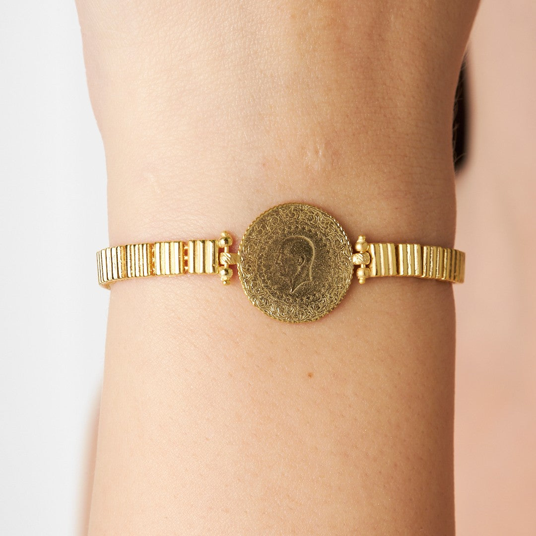 Square Striped Chain Bracelet - 925 SILVER