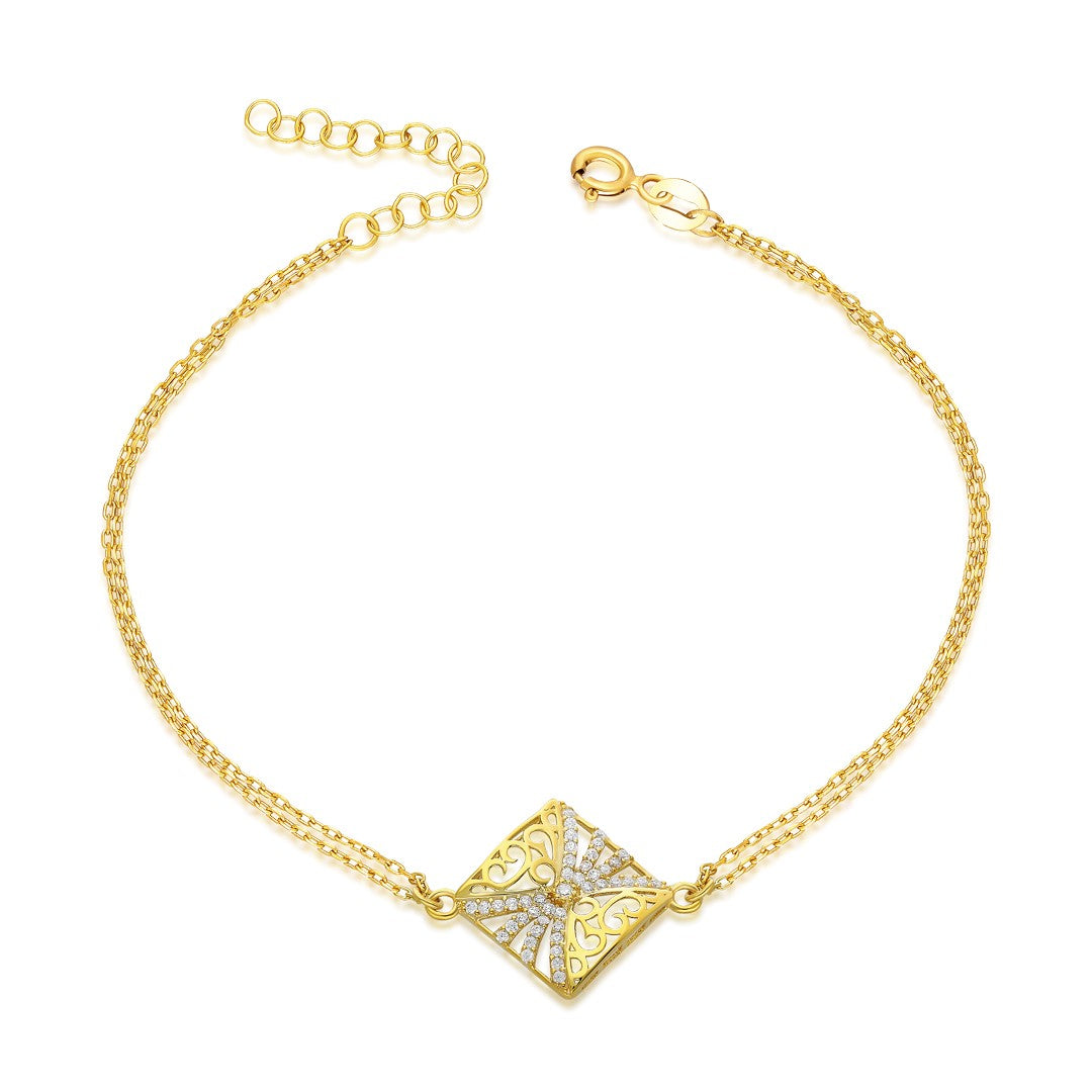 Square Bracelet with Stones - 925 SILVER