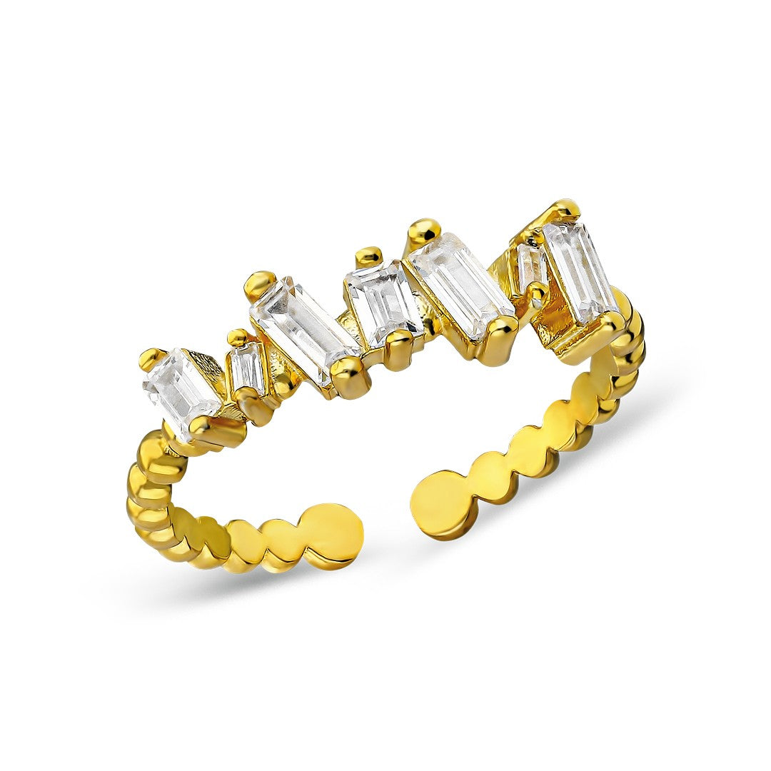 Elegant Baguette Diamond Ring - 925 SILVER