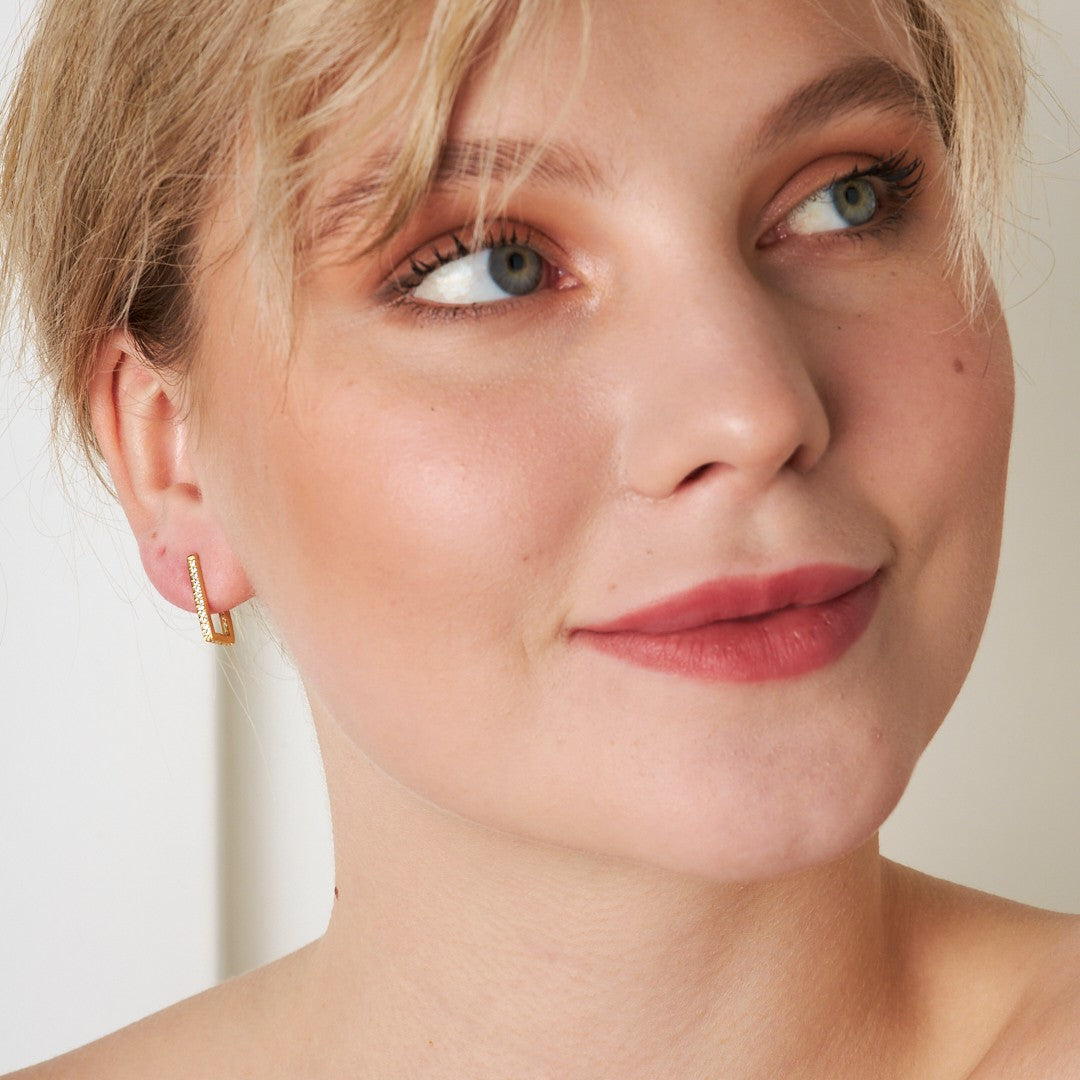 Rectangular Zircon Stone Earrings - 925 SILVER