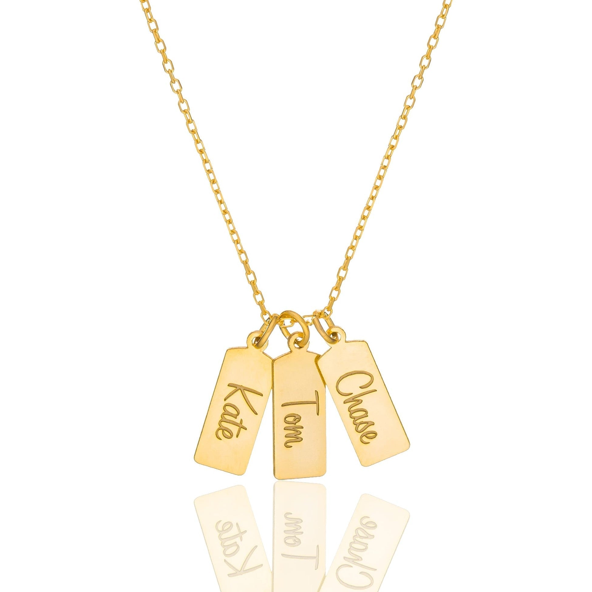 Triple Plate Name Necklace - 925 SILVER