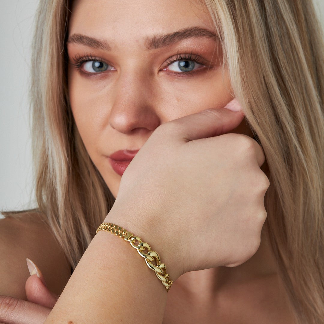 Thick Sequined Belt Bracelet - 925 SILVER