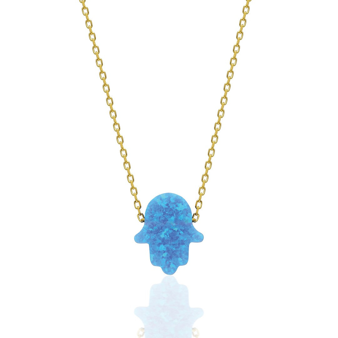 Original Blue Simple Opal Fatima Hand Chain - 925 SILVER