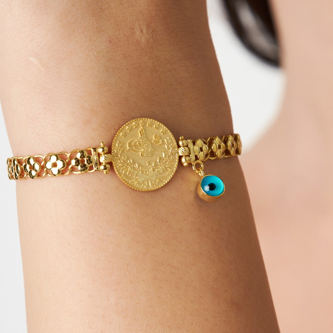 Four Leaf Clover Chain Evil Eye Bracelet - 925 SILVER