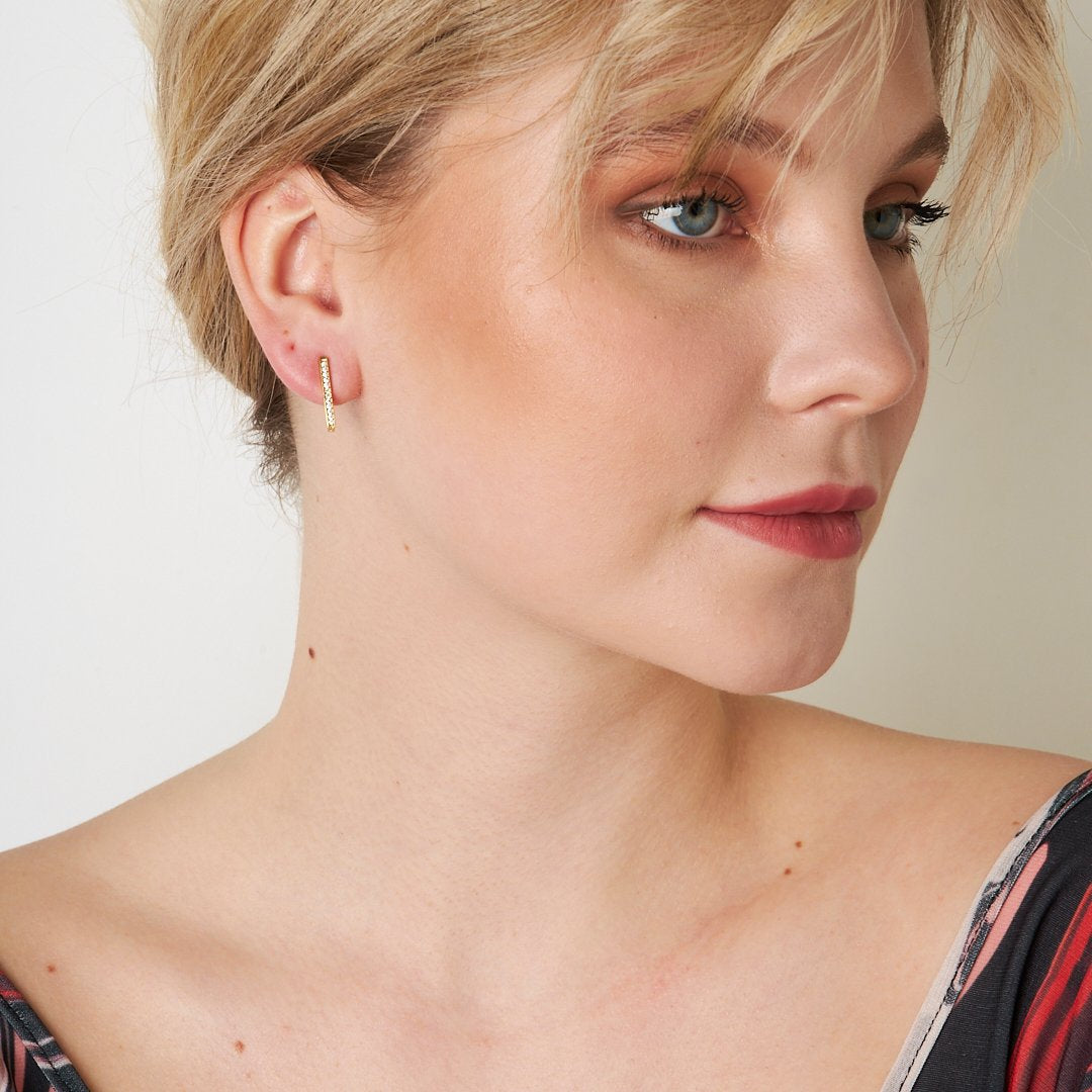 Rectangular Zircon Stone Earrings - 925 SILVER