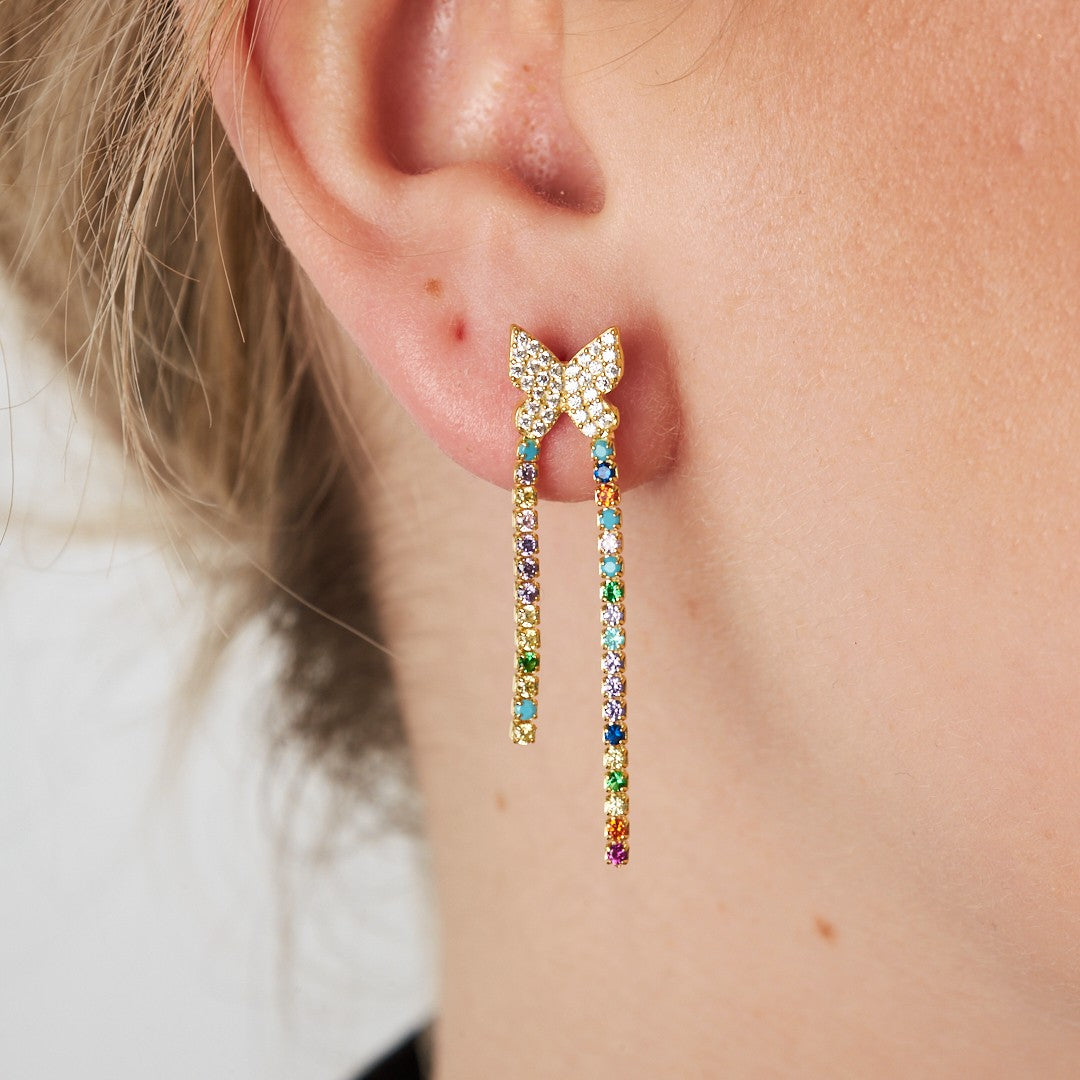 Colorful Butterfly Waterway Earrings - 925 SILVER