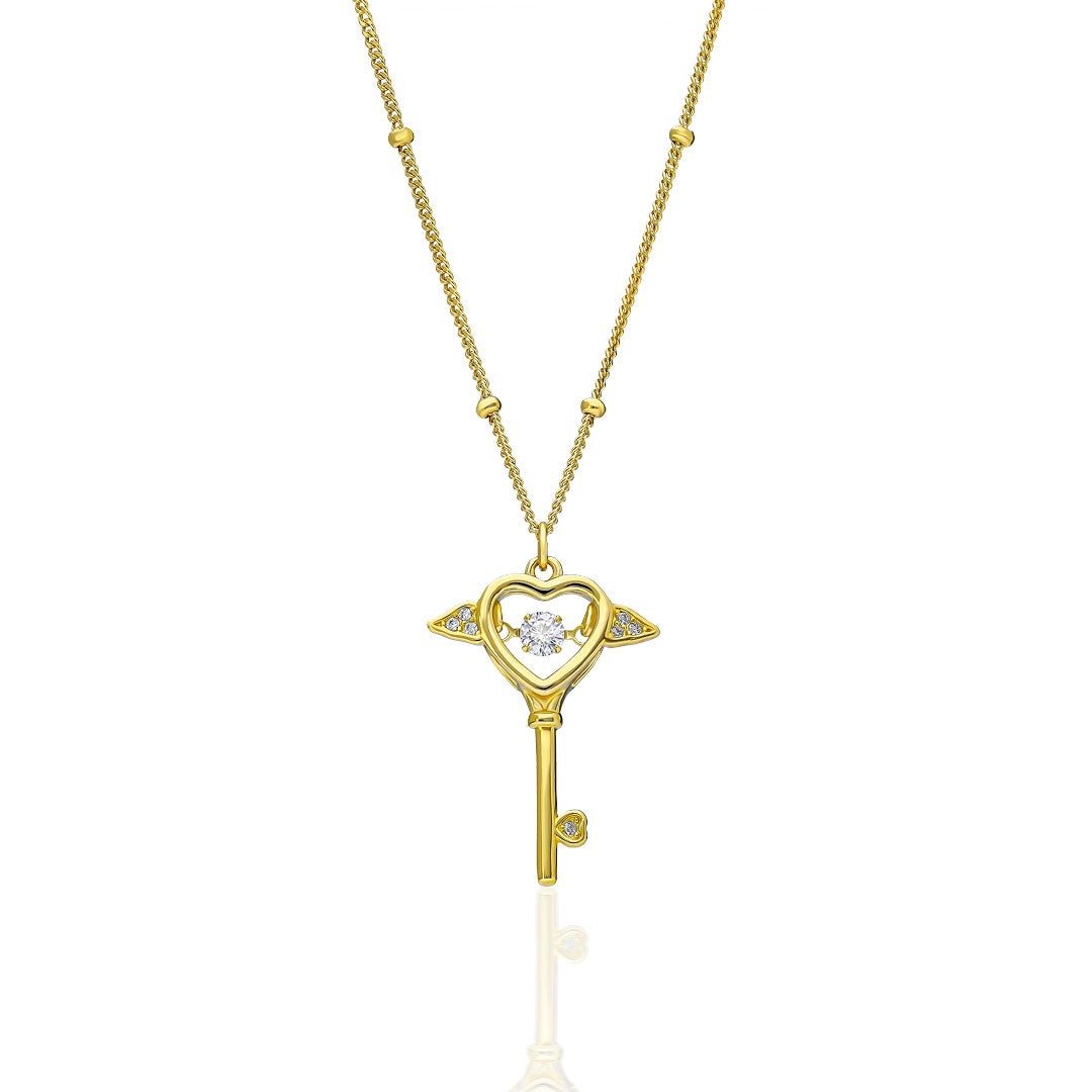 Heart-Shaped Single Stone Keychain - 925 SILVER