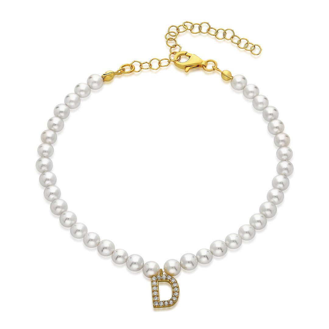 Initial Pearl Bracelet - 925 Silver