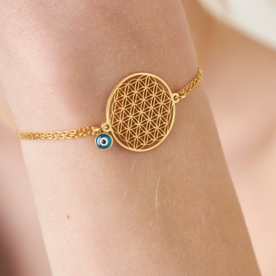 Evil Eye Flower of Life Set - 925 SILVER