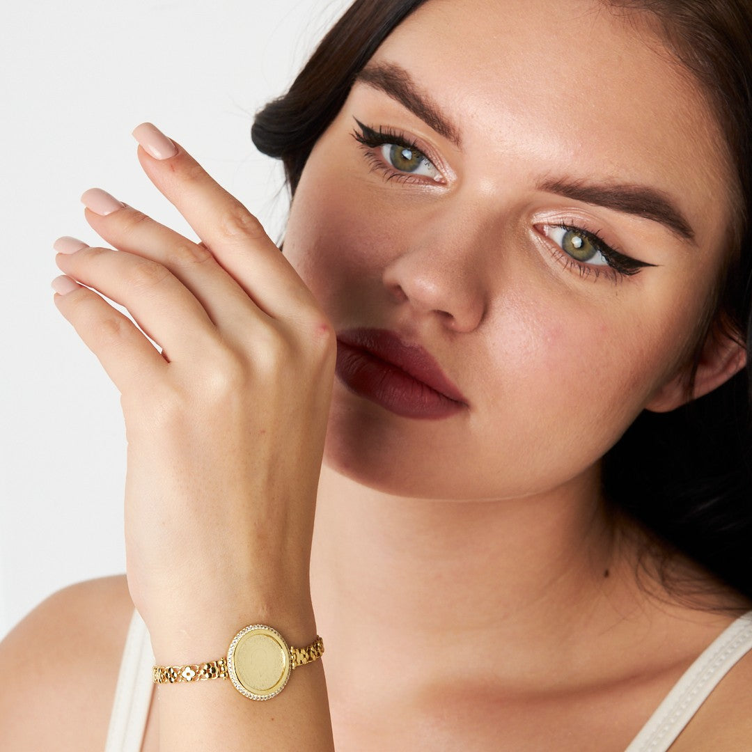 Stone Framed Four Leaf Clover Chain Bracelet - 925 SILVER