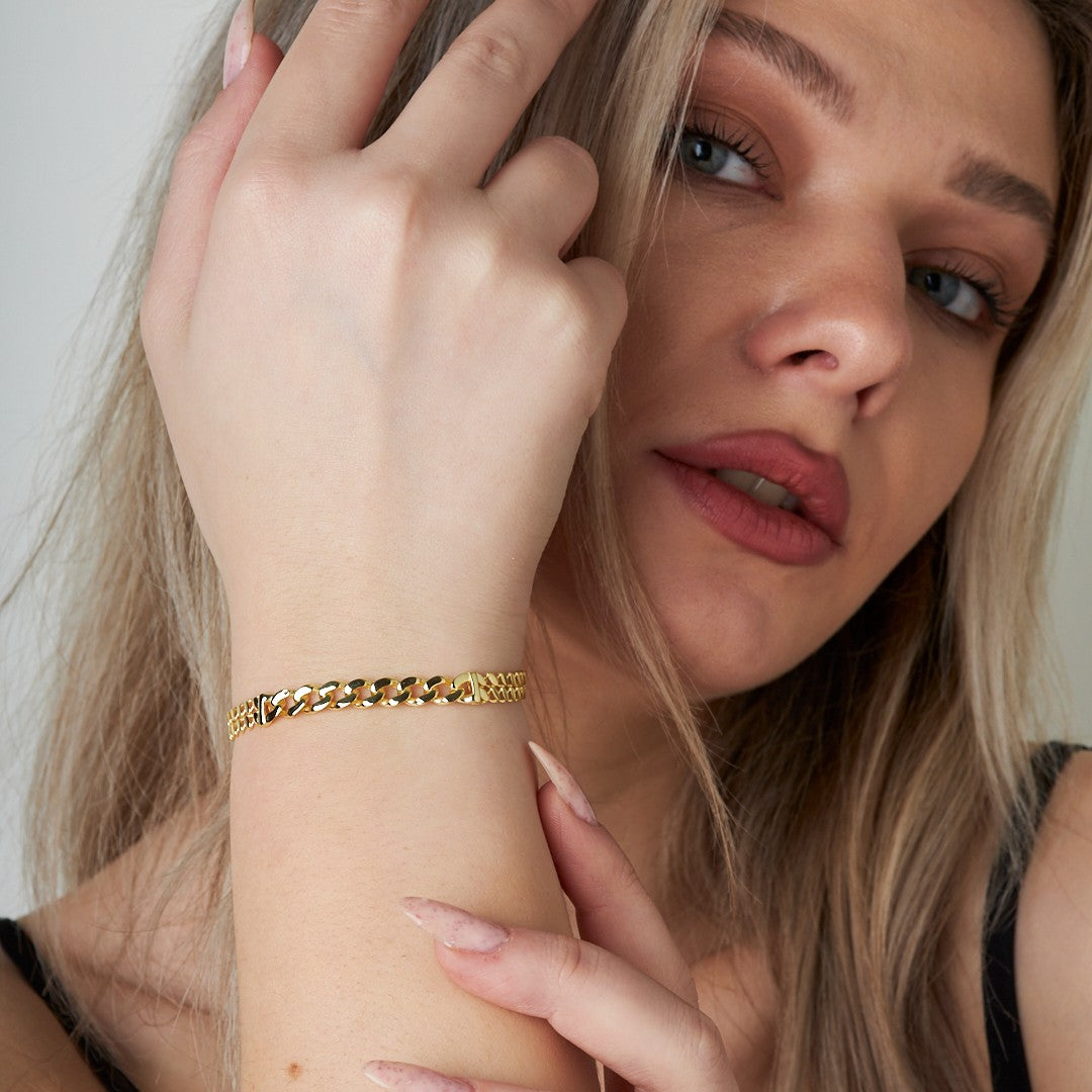 Simple Chain Bracelet with Sequins - 925 SILVER