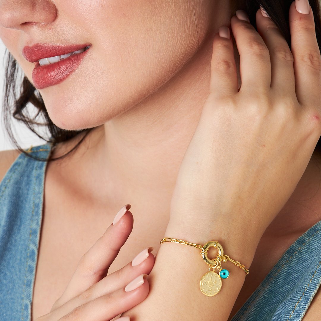 Quarter Evil Eye Bracelet - 925 SILVER