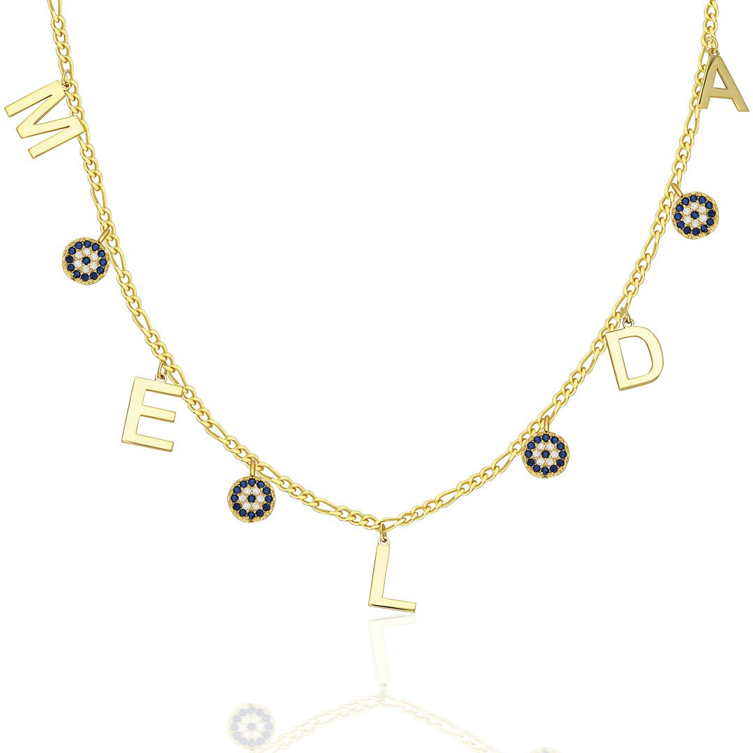 Evil Eye Name Necklace - 925 Silver
