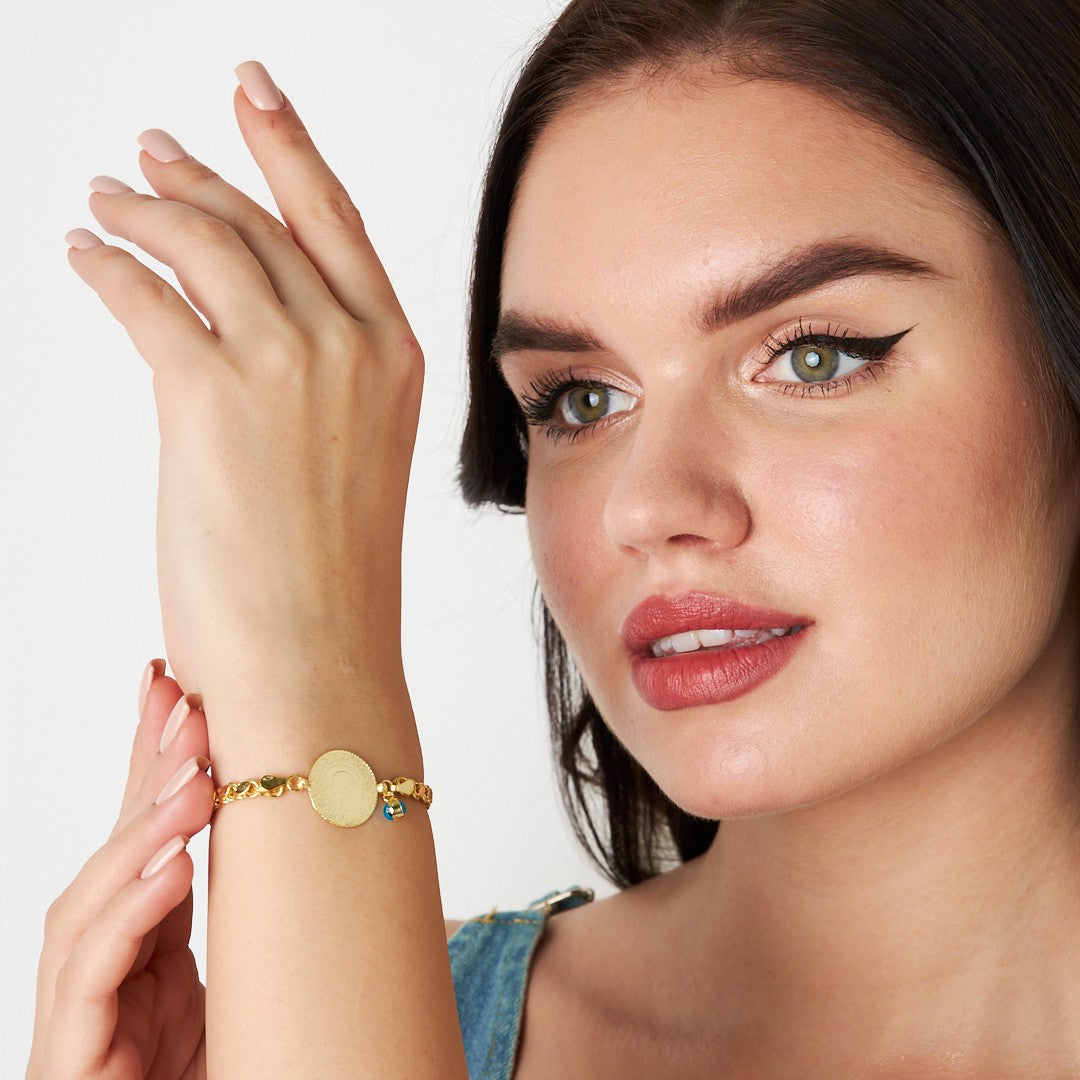 Evil Eye Quarter Barley Chain Bracelet - 925 SILVER