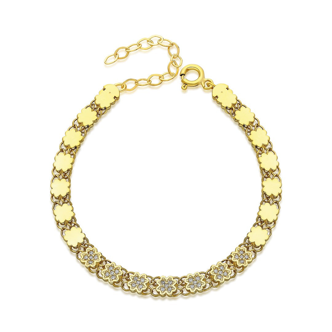 Semi-Precious Stone Leaf Chain Bracelet - 925 SILVER